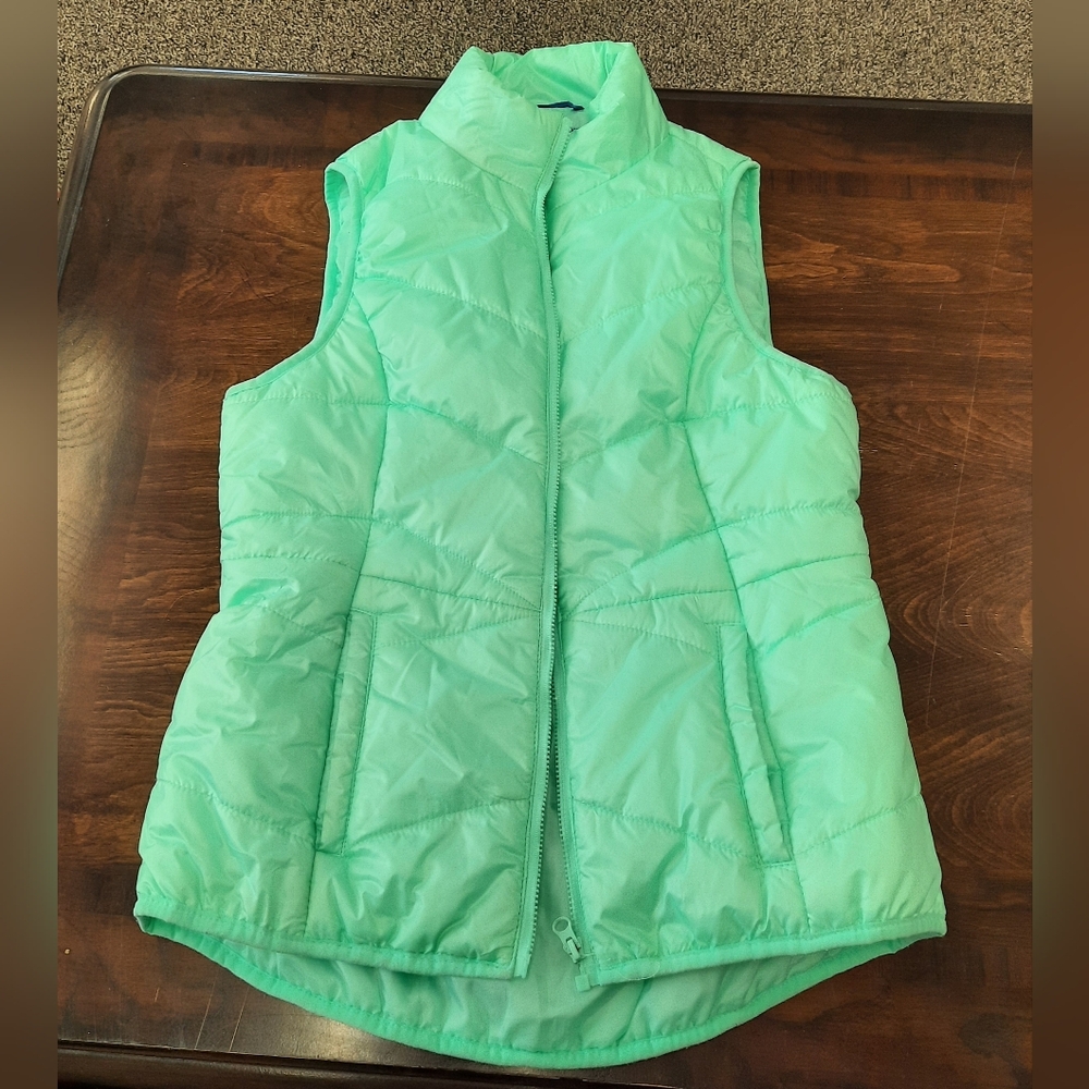 Mint Green Mermaid Core Active Full Zip Puffer Vest Spring Core With Pockets